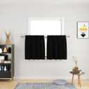 UPOPO Black Kitchen Tiers Curtains Over Sink Privacy Linen Textured 30 inch Length Cafe Curtains Short Caravan Bathroom Small Mini Basement Half Window Curtain 2 Panels Rod Pocket