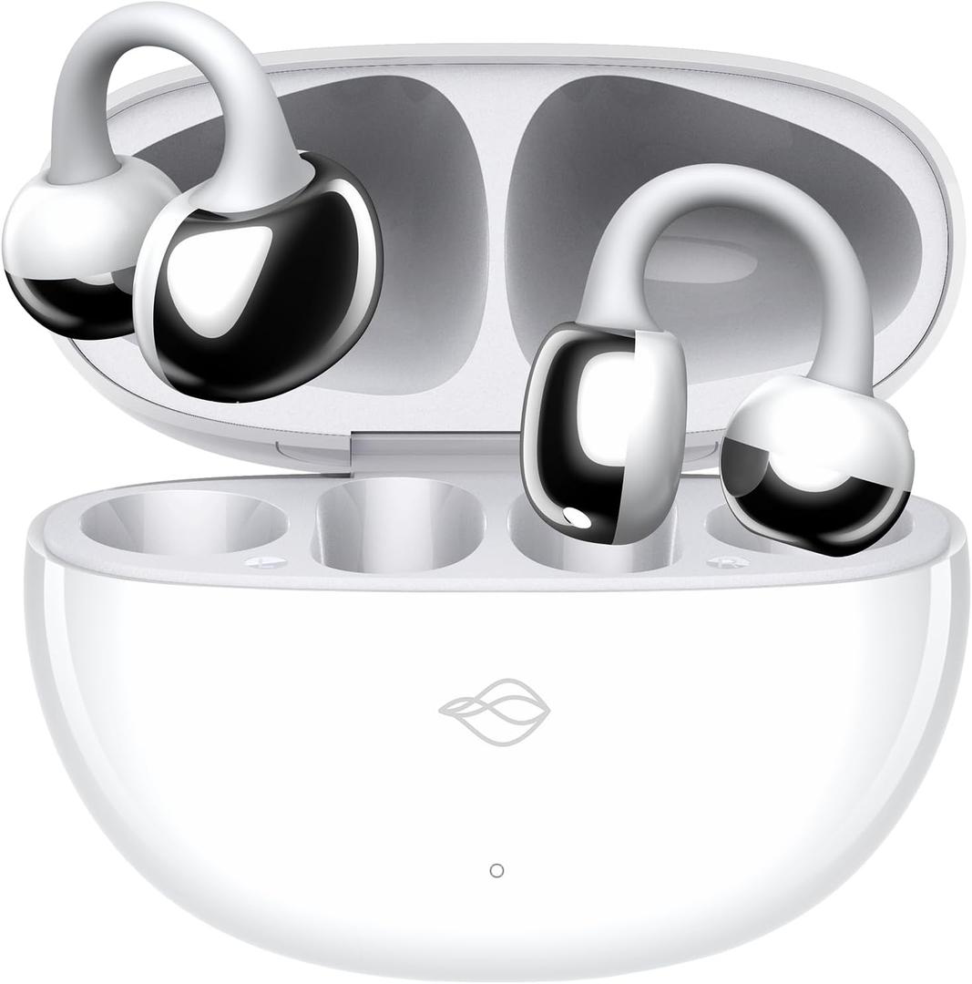 THINKAR SoraClips, Open Ear Earbuds, Weighing just 4.6 Grams, 31H Total Music Play, Bluetooth 5.4, Clear Calls by AI ENC Algorithm, Design Fit Sports Running, Workout (White)