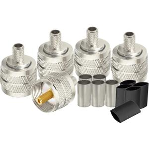 Yuslao PL 259 Coax Connectors PL259 Crimp Connector UHF Male Solder Coaxial Connectors for LMR240 RG8X RG59 RG62 Coaxial Cable etc. 5-Pack (type3)
