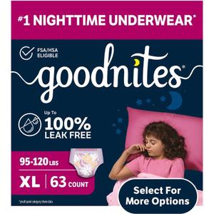 Goodnites Girls Bedwetting Underwear, Size XL, 63 Carat