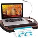 SOFIA SAM Oversized Wood Top Memory Foam Lap Desk - Padded Laptop Desk for Bed, Couch, Recliner, Portable Tray, Mouse Pad, Soft Table for Home, Travel, Fits Tablets and Laptops Up to 20 inches - Black