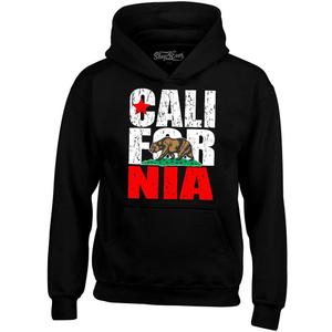 shop4ever California State Flag Bear Hoodie Sweatshirts (Small, Black)