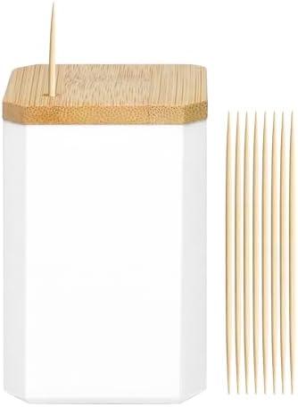 Toothpick Holders 1 Pack with 1200 Picks,Round Toothpicks Double-Side Point for Teeth,Food Pick,Appetizers,Cocktails Fruits,Olive&DIY Craft.