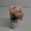 Peonies Artificial Flowers in Vase, Fake Hydrangea Silk Peony Flower Bouquet with Vase Faux Flowers Arrangement Decor Home Table Dining Room (Pink)