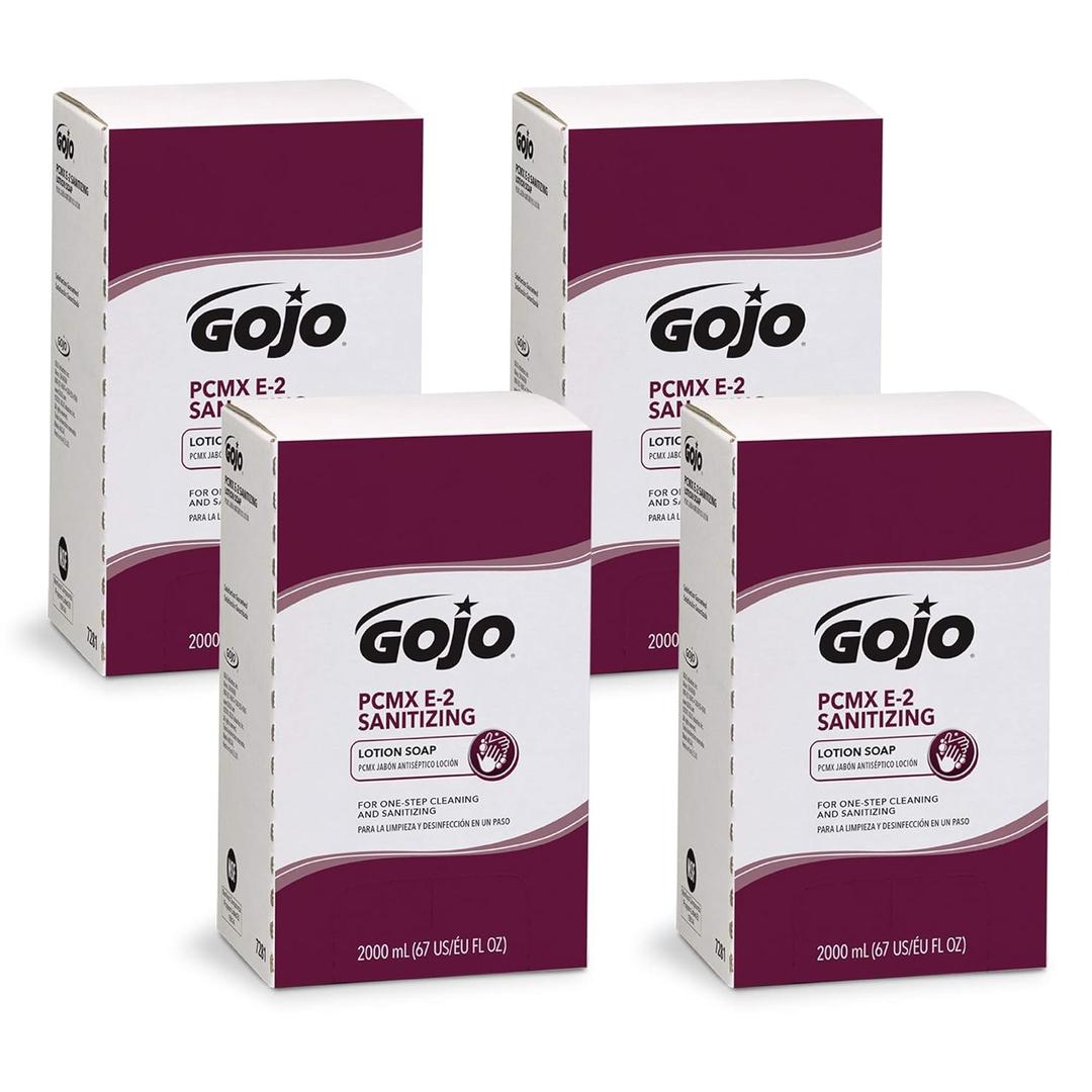 GOJO PCMX E2 Sanitizing Lotion Soap, Fragrance Free, 2000 mL Sanitizing Lotion Hand Soap Refill PRO TDX Push-Style Dispenser (Pack of 4) - 7281-04 (16.91 Fl Oz (Pack of 1))