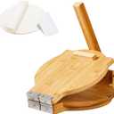 Wooden Tortilla Press 10 Inch - Tortilla Maker Bamboo Prensa para Tortillas with 50 Parchment Paper & Dough Cutter, Mexican Tortillera Press for Homemade Corn Tortillas, Burritos, Taco, Roti