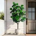 Erimda Artificial Fiddle Leaf Fig Tree 7ft with White Planter Realistic Fiddle Leaf Lyrata Plant Tall Fake Tree with Natural-Looking Leaves Fake Tree for Indoor Outdoor Home Office Decor