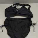 Fanuerg Women's High Waisted Bikini Sets Drawstring Tummy Control Two Piece Swimsuits Crisscross Tie Back Bathing Suit - M