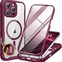 Miracase for iPhone 16 Pro Max Case 6.9'', [Bubble Free] Full-Body Bumper Phone case with Built-in Full Glass Screen &Lens Protector,Compatible with MagSafe,Drop Proof 16 Pro Max Cover,Plum (iPhone 16 Pro Max 6.9", Magnetic Plum)