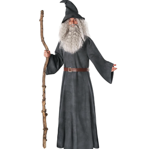 Morph Wizard Costume Men With Wig Warlock Robes Grey Wizard Outfit Adults Halloween Costumes For Men Large