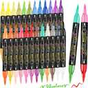 WINSONS 48 Colors Dual Tip Acrylic Paint Pens Markers, 24 Set Permanent Acrylic Paint Pens, Waterproof, Quick-Dry, Ideal for Rock Painting, Canvas, Glass, Wood, Ceramic, DIY Crafts & Art Supplies