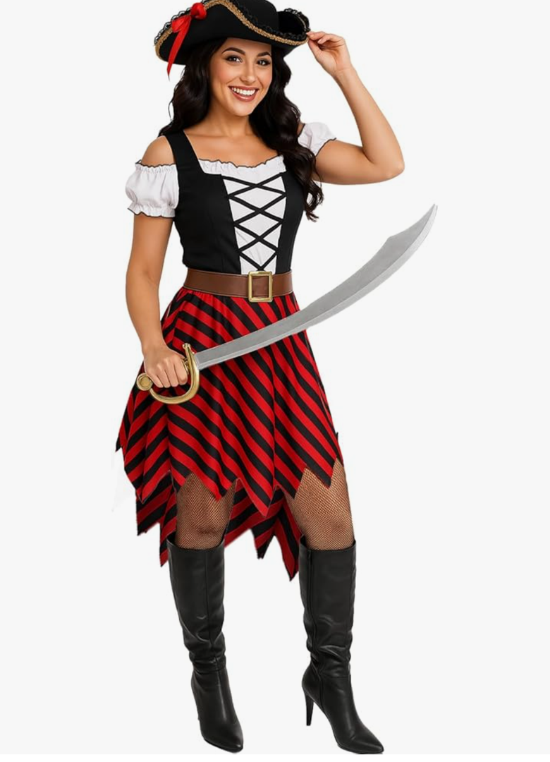 Morph Adult Pirate Costume for Women - Dress, Outfit, Female Wench, Halloween Costume, M