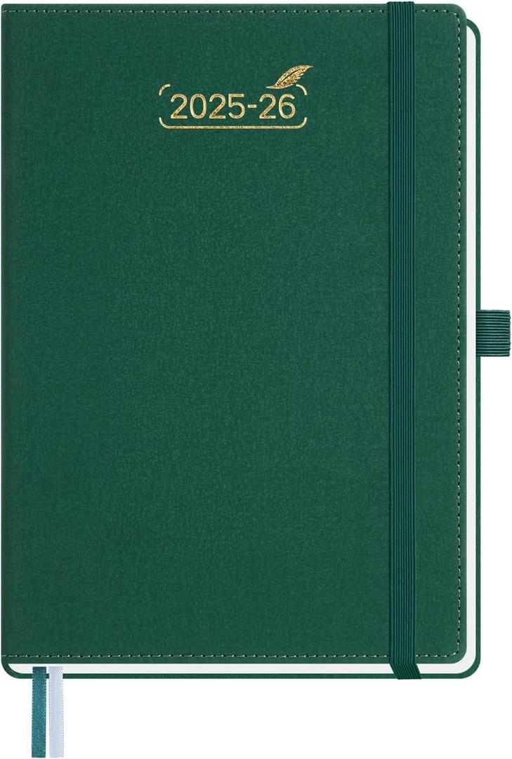BEZEND 2026 Planner Weekly and Monthly (6" x 8.5"), 2-Column Calendar Book (Jul 25-Dec 26), Dual Schedule for Daily Appointment, Inner Pocket & Tabs, PU Leather Hardcover - Evergreen