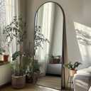 Full Length Mirror with Stand, 56"x15" Arched Full Body Mirror, Large Stand Up Aluminum Frame Floor Freestanding Hanging Leaning Mounted for Bedroom Living Room Entryway Black