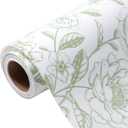 WRAPAHOLIC 30 Inch Kraft Floral Wrapping Paper Roll - 30 Inch x 33 Feet - Vintage Toile Green Floral Paper for Birthday, Bridal Shower, Wedding, Baby Shower