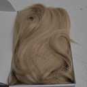 FESHFEN Blonde Wigs with Bangs - Long Layered Straight Light Blonde Natural Looking Synthetic Hair Wig for Women Daily Party Use, 18 inch