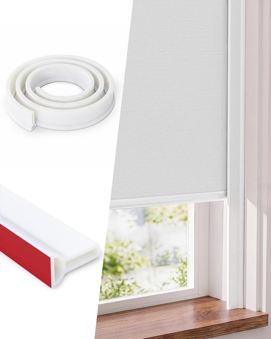 Cuttable Light Blocker for Window Shades and Blinds, Blackout TPE Side Tracks Light Blocking Strips, Durable Light Blocker for Blinds, Window Side Light Blocker for Bedroom (White, 60", 2PCS)