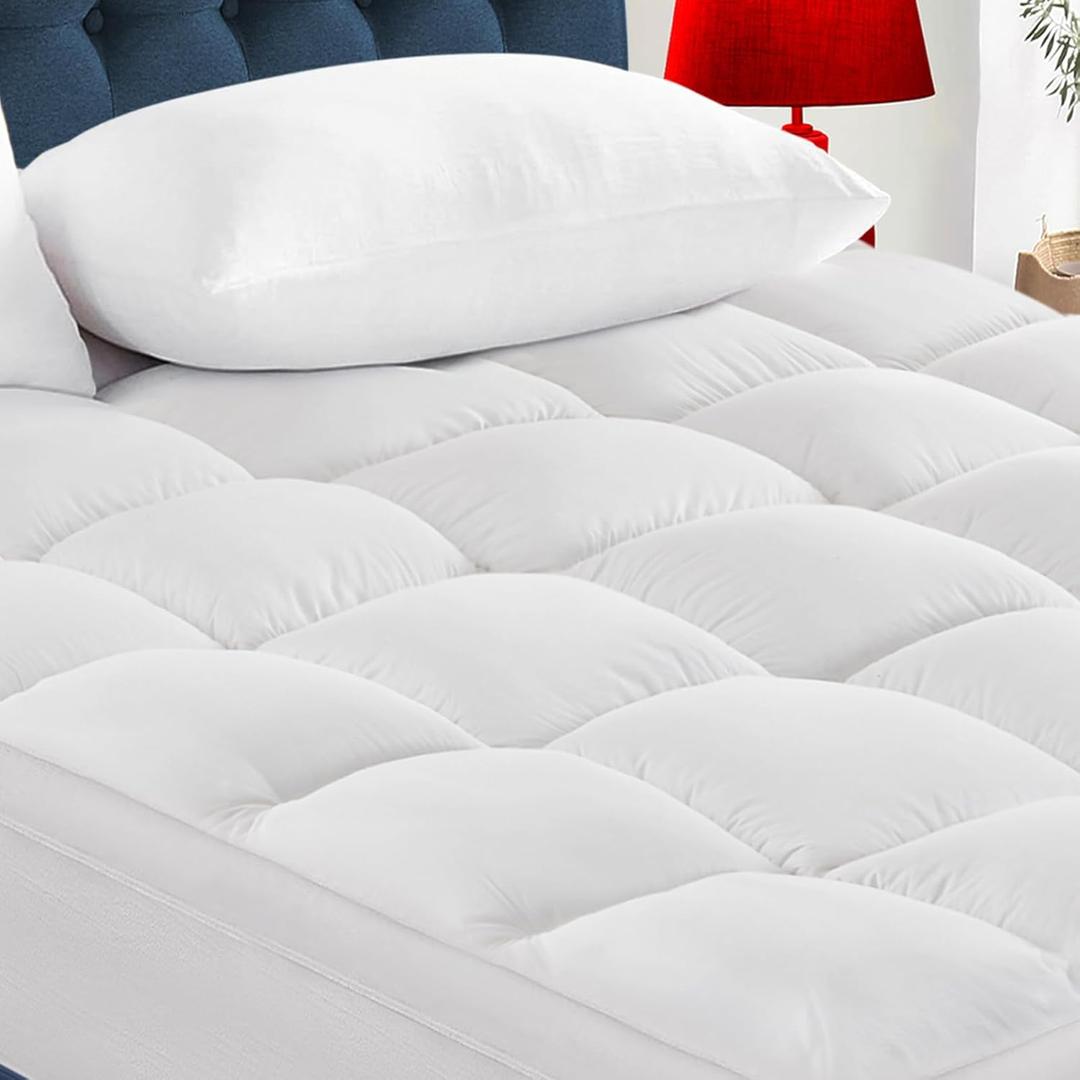 CYMULA Queen Mattress Topper for Back Pain - Extra Thick Cooling Mattress Pad Cover for Queen Size Bed - Soft Mattress Protector Pillow Top with 8-21 Inch Deep Pocket 3D Snow Down Alternative Fill (White)