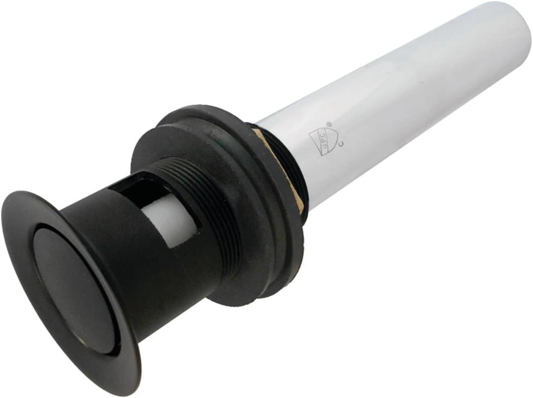 Kingston Brass KB8100MB Trimscape Brass Push Pop-Up Drain with Overflow, 7-13/16" Length, Matte Black