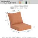 Outdoor Deep Seat Cushions (25"x25") 2 Sets, Water-Resistant Fade Resistant Cushions with Removable Covers & High Resilience Foam with YKK Zippers for Patio Furniture,Tangerine