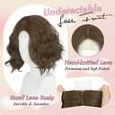 FESHFEN Short Wavy Bob Wig for Women -11 Inch Lace Front Hairline Middle Part Wavy Curly Natural Looking Synthetic Wig for Daily Party Costume, Chestnut Brown