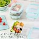 2 Pcs 2/3/5 Cups Plastic Food Storage Lid with Green Gasket Leakproof Airtight Lockable Replacement Clear Storage Lid for Kitchen Bowl