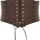 Scarlet Darkness Women Wide Belt Elastic Waist Belt Lace-up Corset Belts for Dress (Medium, Coffee)