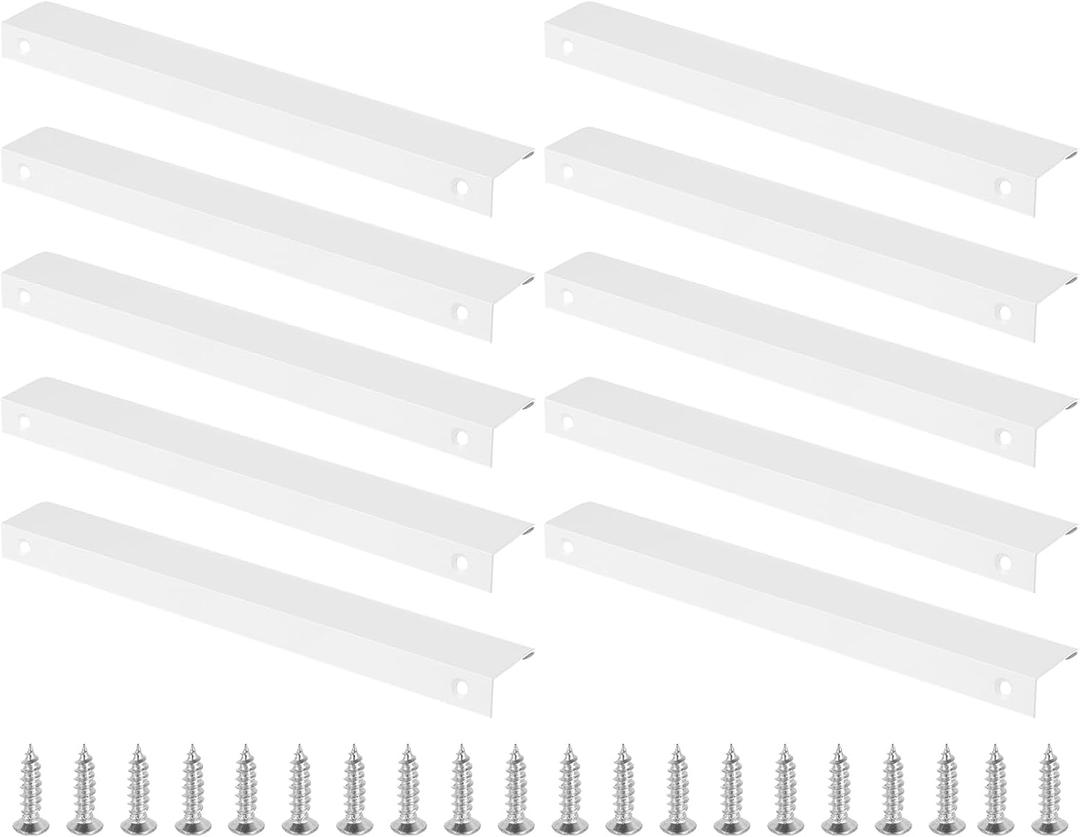 PATIKIL Mount Finger Edge Pull, 10 Pack 200mm/7.87" Aluminum Alloy Concealed Handle Cabinet Edge Pulls with Screws for Home Kitchen Furniture Door Drawer, White
