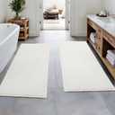 MIULEE Set of 2 Waffle Bathroom Runner Rugs, Boho Bath Rugs Non Slip Washable, Super Absorbent Runner Bath Mats, Rubber Backed Shower Mats for Hallway Bedroom Laundry Room, White, 2'x5'(24x60 Inch)