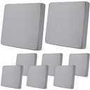 Newwiee 8Pcs Patio Cushion Covers Stretch Outdoor Cushion Cover Replacement for Patio Furniture Sofa Couch Slipcovers, Soft Flexibility Washable Furniture Protector(Waterproof Pure,Light Grey)