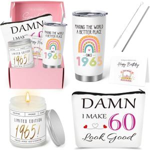 2 x 60th Birthday Gifts for Women, 60th Birhtday Gifts for Her, Women 60 Gifts, 60th Gift Baskets, Unique Funny 60th Birthday Ideas, 60 Years Old Gifts for Sister Friend Mom Wife Coworker Born in 1965