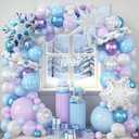 Winter Balloon Arch Kit, Blue Purple Silver and Snowflake Balloon Garland Iridescent Star Snowflake Foil Balloons for Winter Wonderland Baby Shower Girls Princess Birthday Party Decorations
