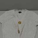 URBAN REVIVO Women's Cardigan Sweaters Short Sleeve V Neck Gold Button Down Cropped Knit Casual Summer Tops Grey, XS