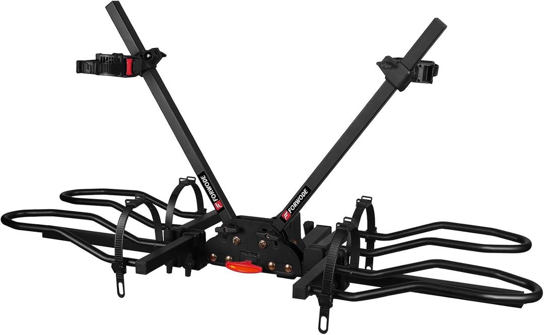 FORWODE Bike Rack Hitch for Car, 200LB 2-Bike Racks with Hitch Lock, Applicable to All Bikes Wobble Free Smart Tilt Hitch Bike Rack for 2 Inch Adjustable Bike Holder & Strap Fits Up to 5 Inch Fat Tire