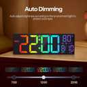 JALL 16.2" Large Digital Wall Clock with Bluetooth Sync, RGB Digital Clock Large Display with Auto DST, Wall Clock for Classroom Bedroom Gym Office, Led Clock for Seniors (Black)