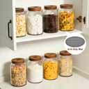 2-Pack 0.9 Gallon Large Glass Jars, Airtight Storage Canisters | Wide mouth 115 oz kitchen containers for laundry room flour sugar pantry organization. Includes 16 labels pen 2 silicone mats