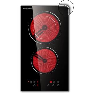 Hobsir hob 2 Burners Electric Cooktop, 12 inch Electric Stove Top Burner, Built-in Ceramic Stove with Touch Control, Timer, Safety Lock, 9 Power Levels 3200W, 220V-240V Hard Wire (No Plug)