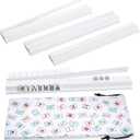 Mahjong Racks with Pushers, White Wooden American Mahjong Tile Pushers and Racks Set of 4, with White Printed Mahjong Racks Drawstring Bag, Mahjong Accessories (19.68 Inches), 19.68 x 2.55 x 1.06 inches