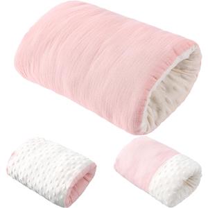 Baby Feeding Arm Pillow Breastfeeding Bottle Nursing Cozy Cradle Pillow for Newborn Soft Double Sided Muslin Cotton Head Support Comfortable Feeding for Mom(Pink,Simple)