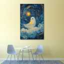 GSPQAZ Smiling Ghost with Star Canvas Print - Playful Halloween Wall Art for Home Dcor 12x18-Unframed (U696)