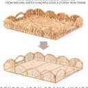 Scalloped Water Hyacinth Tray, Hand-Woven Wicker Storage Baskets with Scalloped Edge and Handles (17x13x3in) Rectangular Handwoven Trays, Water Hyacinth Basket for with Built-in Handles (Light Brown)