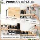 Mifoci 2 Pcs Wall Mounted Shoe Rack Organizer Wooden Modern Compact Wall Space Saving Shoe Holder Storage for Sneaker Footwear Slipper Boots Entryway Narrow Spaces Hallway(28.35'' Long)