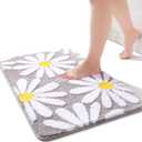 QJHOMO Gray Bathroom Rugs Cute Daisy Bath Mat White and Yellow Flower Decor Rug Non Slip Floor Carpet Microfiber Bathmat Super Absorbent Machine Washable Bathtub Mats for Shower (20x32 inch) (1'8" x 2'8" (Rectangular))