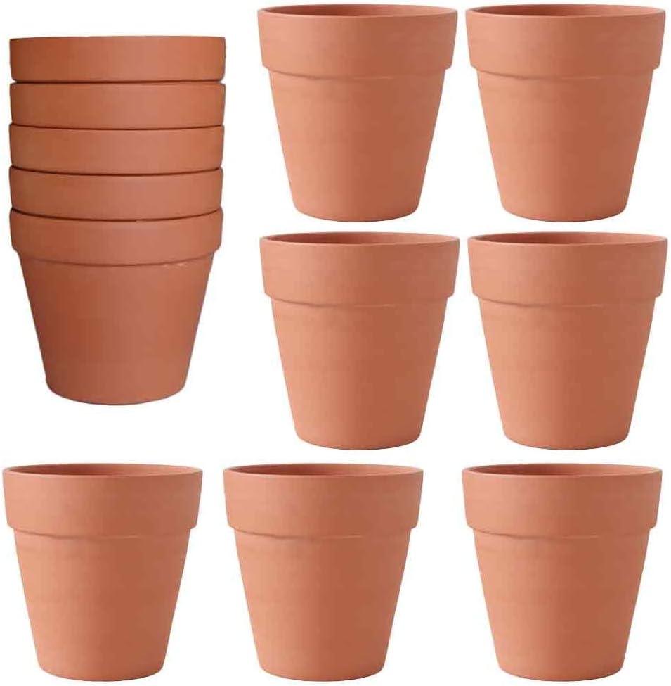 OLEEP Clay Pot - 12 Pack Large Terra Cotta Plant Pot with Drainage Hole, Terracotta Planter for Indoor Outdoor Plant, 4.7 Inch