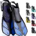 CAPAS Snorkel Fins, Swim Fins Travel Size Short Adjustable for Snorkeling Diving Adult Men Women Kids Open Heel Swimming Flippers (Blue)