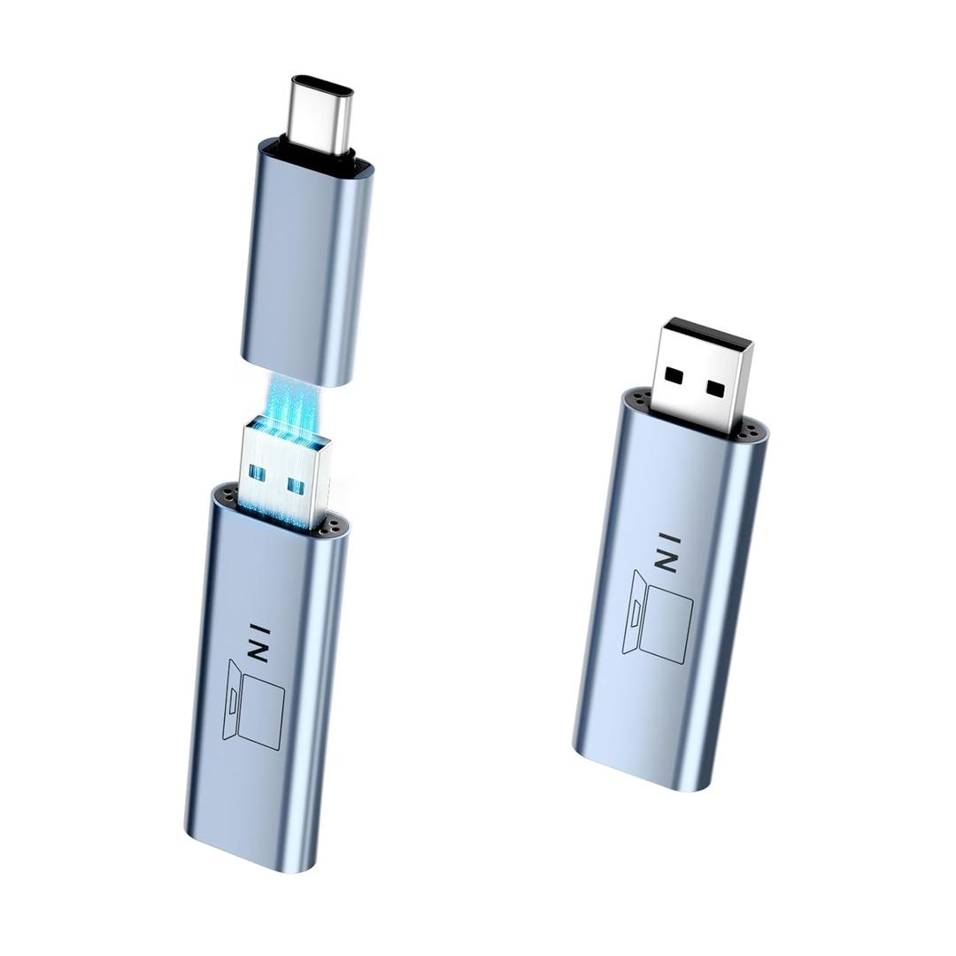 USB Video Transmission Hub, 2-in-1 Adapter Converts USB to HDMI for Laptops Lack HDMI or Fully Functional Type-C Ports, Compatible with Windows & Mac (M1/M2/M3/M4), Driver Installation Required