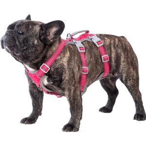 Huntboo Escape Proof Dog Harness, Escape Artist Harness, Reflective Harness with Padded Handle, Breathable, Durable, Adjustable Vest for Medium Dogs Walking, Training, and Running Gear (Rose red, M) (Medium(Pack of 1))