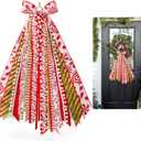 2 x Christmas Wreath Sash for Front Door Candy Peppermint Decorative Assorted Ribbons for Wreaths for Winter Holiday Christmas Yard Porch Decor