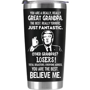 Gifts for Grandpa Gift, Best Grandpa Ever Gifts - Great Christmas Birthday Gifts from Grandchildren Grandson Granddaughter, Grandfather Gift, 20 OZ Tumbler Cup, Black