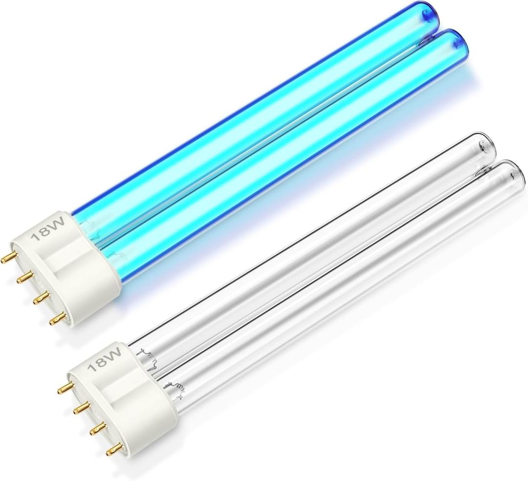 18W UV Replacement Bulb for Tetra UV2 & BP2500 & BP4000, 4Pin Base UV Light for Outdoor Pond Clarifier, Fish Tank, Water Garden (2 Pack)